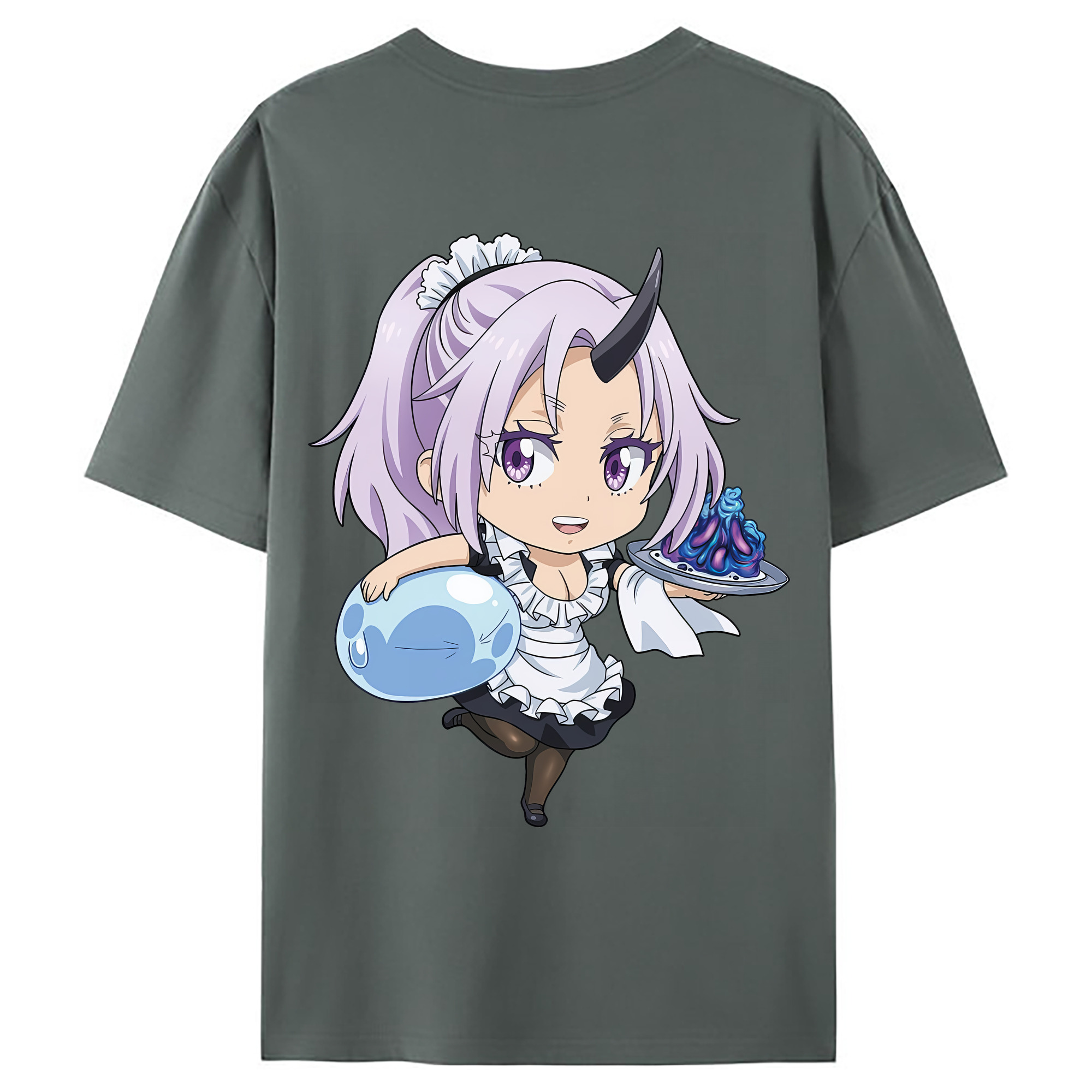 （画像用） 転スラ Regarding Reincarnated to Slime 綿100％ メンズ半袖Tシャツ（バックプリント） 通気性